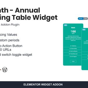 Month - Annual Pricing Table Widget For Elementor
