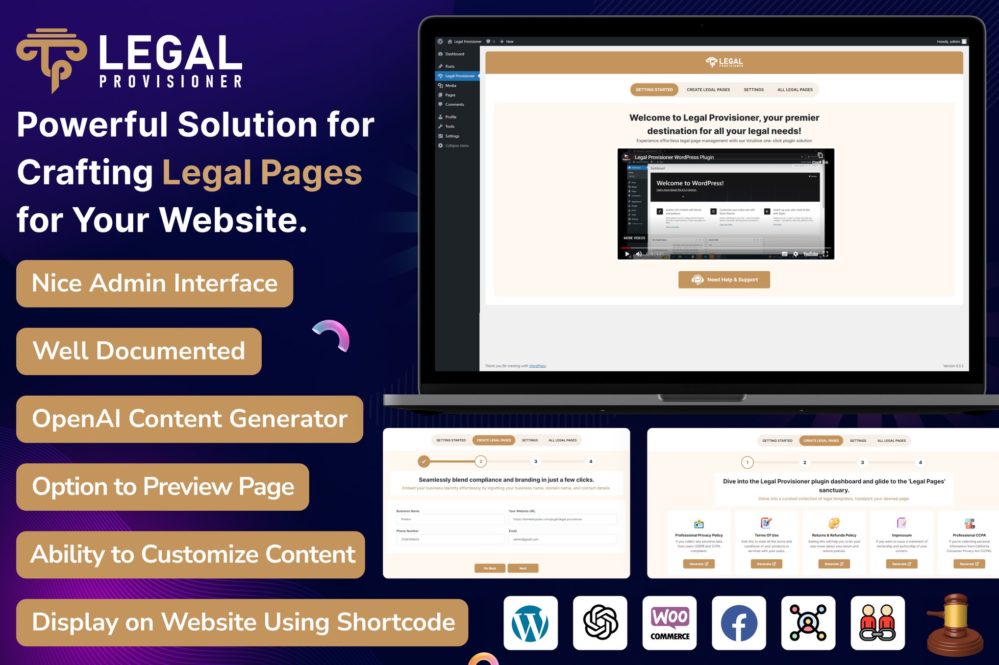 WordPress Legal Pages Generator Plugin with AI